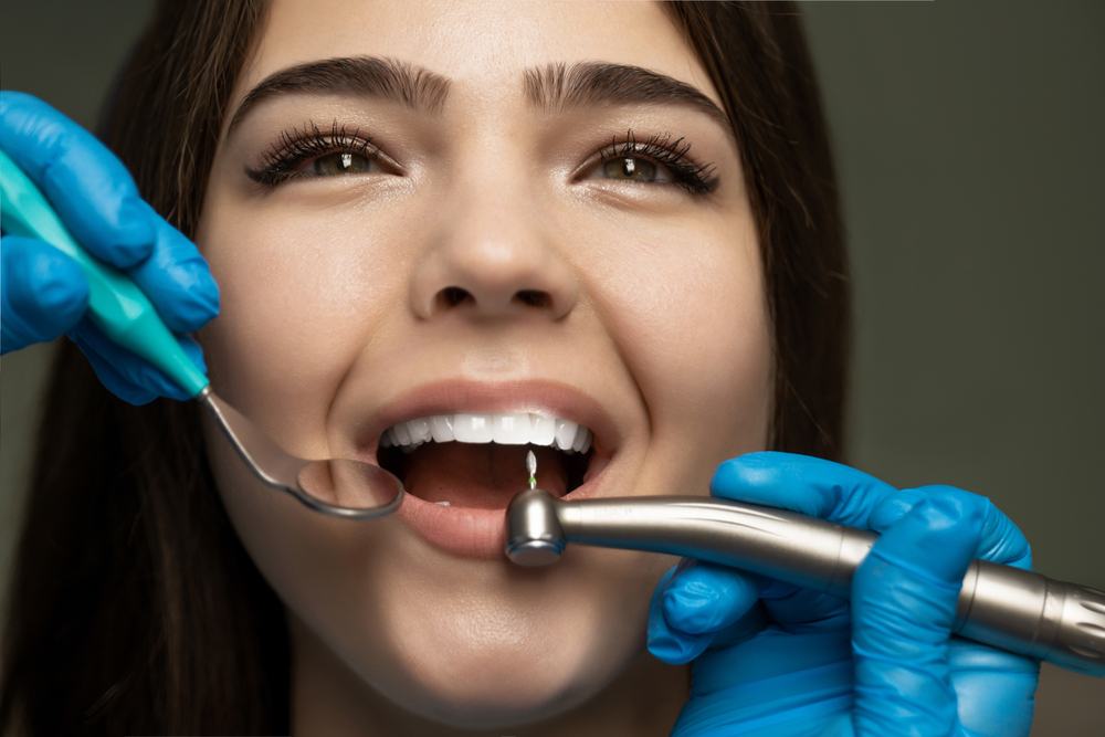 woman having teeth examined